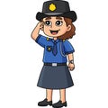 Policewoman Salute Cartoon Colored Clipart