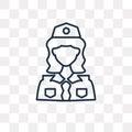 Policewoman vector icon isolated on transparent background, line