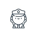 policewoman vector icon isolated on white background. Outline, thin line policewoman icon for website design and mobile, app