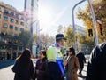 Policia, Guardia Urbana officer surveillance of city streets surveilling the Royalty Free Stock Photo