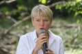 Policies Evgeniya Chirikova speaks to activists in Khimki forest