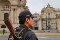 Policman standing near Government Palace in Lima, Peru Royalty Free Stock Photo