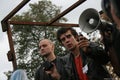 Policy Roman Dobrokhotov center and Sergei Udaltsov left at a rally in defense of Khimki forest