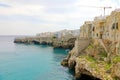 Polignano a mare breathtaking sight, Apulia, Italy. Italian panorama. Cliffs on adriatic sea