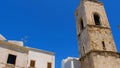 Polignano town old town Matrice church clock bell tower Bari Apulia Italy