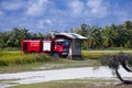 POLINESIA- JUNE 16: Fire-engine on a take-off field of small tropical island Tikehau on june 16, 2011 in Polynesia