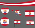 French Polynesia Flag Map Ribbon And Heart Icons Vector Illustration Abstract Collection Royalty Free Stock Photo