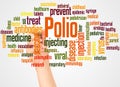 Polio word cloud and hand with marker concept