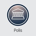 Polis Virtual Currency - Vector Graphic Symbol.