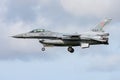 Polish Air Force Lockheed Martin F-16C Fighting Falcon 4069 fighter jet arrival and landing at Leeuwarden Air Base for Frisian Royalty Free Stock Photo