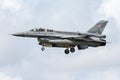 Polish Air Force Lockheed Martin F-16D Fighting Falcon 4086 fighter jet arrival and landing at Leeuwarden Air Base for Frisian Royalty Free Stock Photo