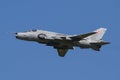 Polish Air Force Sukhoi SU-22 Fitter fighter jet in front of blue sky