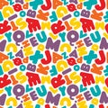 Colorful kids Danish alphabet letters seamless pattern on white background