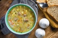 Polish barley soup with vegetables and chicken heart Royalty Free Stock Photo