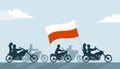 Polish bikers on motorcycles with national flag Royalty Free Stock Photo