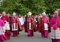 Polish bishops marching during St. Stanislas procession in Cracow, Poland