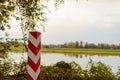 Polish border post splitting from Germany through Odra river