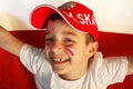 Polish boy sports fan Royalty Free Stock Photo