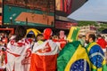 Polish and Brazilian fans Royalty Free Stock Photo