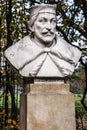 Polish bust of the nobleman coat of arms Lubicz Stanislaw Zolkiewski in the Jordan Park in Krakow Royalty Free Stock Photo