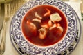 Polish christmas red beet soup with dumplings Royalty Free Stock Photo