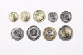 Polish coins on a white background Royalty Free Stock Photo