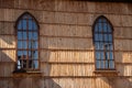 Polish country side wooden Catholic church, simple and robust