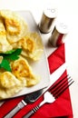 Polish dumplings on white plate