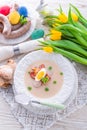 Polish Easter soup with egg Royalty Free Stock Photo