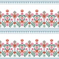 Polish ethnic seamless embroidery pattern with flowers and hearts inspired