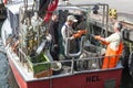 Polish fishermen working with net