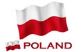 Polish flag illustration with Poland text and white space