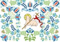 Traditional folk pattern with lamb for Easter Royalty Free Stock Photo