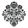 Polish folk art black pattern on white - Wycinanka, Wzory Lowickie Royalty Free Stock Photo