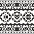 Polish ethnic vector seamless embroidery pattern with floral motif inspired by folk art embroidery Lachy Sadeckie - textile or fab