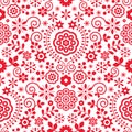 Polish folk art retro vector seamless pattern with flowers inspired by folk art embroidery Lachy Sadeckie - textile or fabric prin Royalty Free Stock Photo