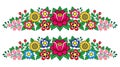 Polish folk art vector floral wreath design - Zalipie decorative pattern with flowers and leaves Royalty Free Stock Photo