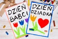 Polish Grandfather`s Day and Grandmothers Day card Royalty Free Stock Photo