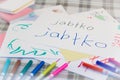 Polish; Kids Writing Name of the Fruits for Practice