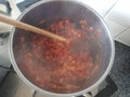 Polish leczo, Letcho being cooked in a pot Royalty Free Stock Photo