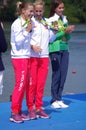 Polish Magdalena Fularczyk-Kozlowska and Natalia Madaj with Olympic gold medals