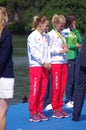 Polish Magdalena Fularczyk-Kozlowska and Natalia Madaj with Olympic gold medals