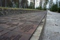 Polish memorial in the village of Mednoe, Tver region. On the tablets are written Polish names Royalty Free Stock Photo