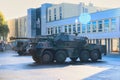 Polish military vehicle on sunny fall morning