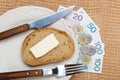 Polish money on kitchen table, coast of living Royalty Free Stock Photo