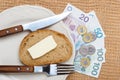 Polish money on kitchen table, coast of living Royalty Free Stock Photo