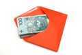 Polish Money in red envelope Royalty Free Stock Photo