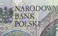 Polish National Bank sign on one hundred zloty note