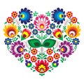 Polish olk art art heart embroidery with flowers - wzory lowickie Royalty Free Stock Photo