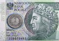 Polish one hundred zloty bill and coin macro Royalty Free Stock Photo